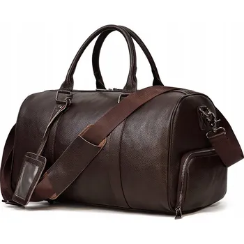 Pánská hnědá kožená taška víkendová cestovní z pravé kůže Akademia