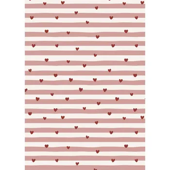 Balící papír Ib Laursen Balicí papír Red Hearts / Pink Stripes – 5 m