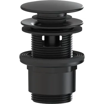 Odvodňovací žlab CERANO - Umyvadlová výpusť - 5/4“ click-clack s přepadem - plast - 35/50mm - černá matná