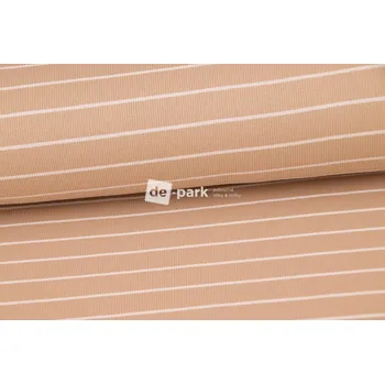 Žebrovaný úplet - Proužek - bílá káva