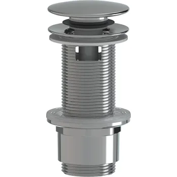 Odvodňovací žlab CERANO - Umyvadlová výpusť - 5/4“ click-clack s přepadem - plast - 67/82mm - chrom