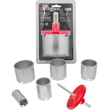 Vrták Forsage Sada jádrových vrtáků do glazury a gresu, 7 ks, 33/53/67/73/83 mm