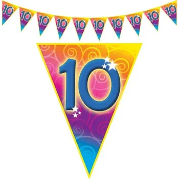 Plastová vlajková narozeninová girlanda číslo 10 délka 5m