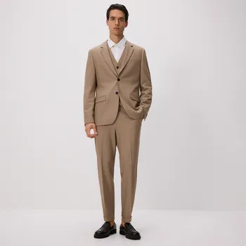 Pánská móda Reserved - Oblekové kalhoty s&nbsp;nažehlenými puky - béžová - 8510H-80M - 8510H-80M-56