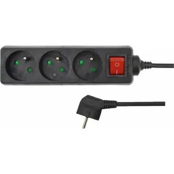 Napájecí kabel AWTools 4-zásuvková napájecí lišta 3 m černá (AW24691)