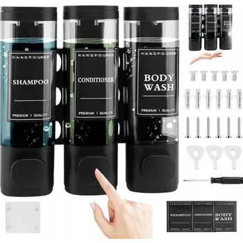 Dávkovač mýdla 3 KUSY DÁVKOVAČ ZÁSOBNÍK DÁVKOVAČ TEKUTÉHO MÝDLA NA ZEĎ PUMPIČKA 300 ML