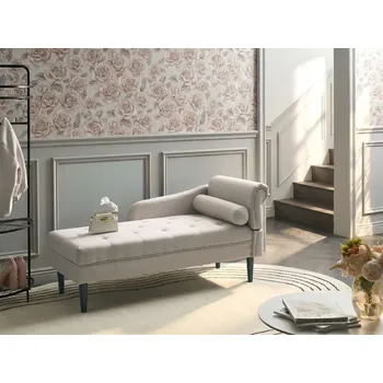 Pohovka Pravostranná lenoška béžová čalouněná s polštářem snadno čistitelná dřevěné nohy obývací pokoj moderní Beliani