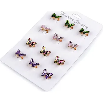 Brož Brož s broušenými kameny motýl mini Varianta: mix náhodných variant, Balení: 12 ks