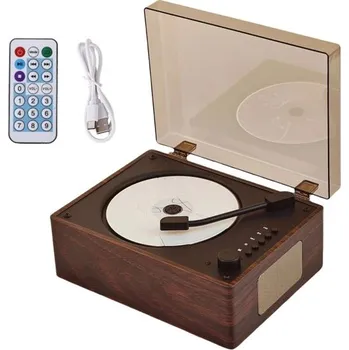 Nabíjecí retro CD přehrávač 19,5 x 14,5 x 9 cm Stereo 2x5 W Bluetooth 5.0 USB USB-C AUX 3,5 mm dálkové ovládání tmavě hnědá