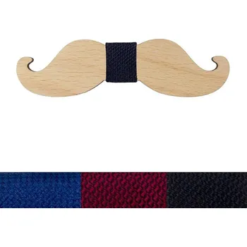 Dřevěný pánský motýlek - Mustache, Látka 900 - černá