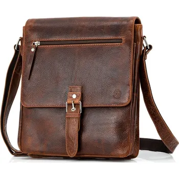 Lindenmann Pánská kožená taška přes rameno Dominik hnědá