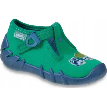 Chlapecké bačkory Befado dětské papuče na suchý zip zelené, velikost 18