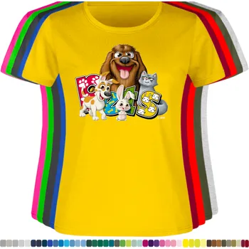 Dámské tričko damske-levne-bavlnene-tricko-digitalni-potisk-domaci-zviratka Barva: Yellow - žlutá, velikost: XL