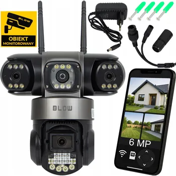 Bezpečnostní kamera WIFI IP KAMERA BLOW V-326B SE 3 OBJEKTIVY 6MP, OTOČNÁ, VENKOVNÍ, DETEKCE POHYBU, HD