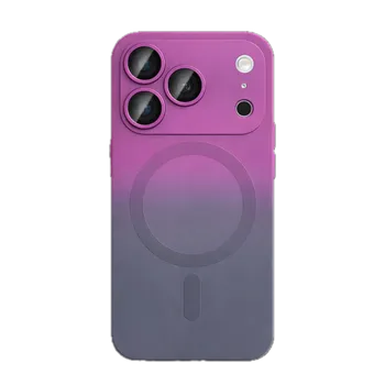 Pouzdro na mobilní telefon Gradient silikonový kryt MagSafe se sklem na fotoaparát pro iPhone 17 Pro Barva: Fialová/šedá