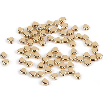 Korálek Plastové korálky mini hvězdičky, srdíčka, kostky metalické, barva 4 zlatá sv. srdce