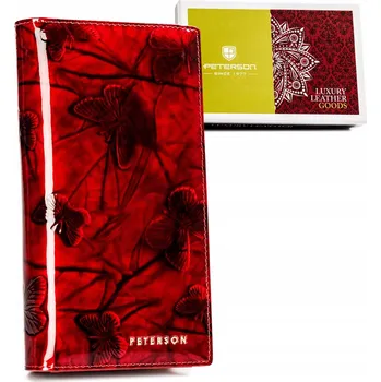 Peněženka Peterson velká červená dámská peněženka z pravé kůže s RFID