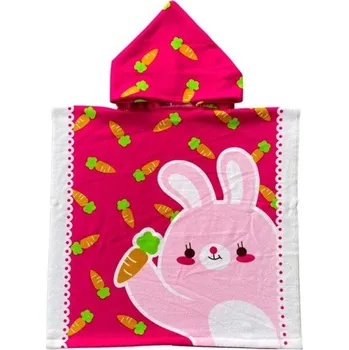 teploměr do vody pro miminko Dětský župan s kapucí 60 x 120 cm Pro výšku 80 - 130 cm Unisex růžový župan s potiskem králíků a mrkví