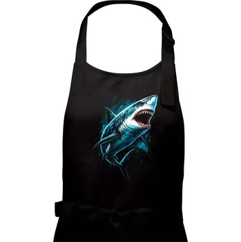 Kuchyňská zástěra Obrázek žralok v akci - Pánská zástěra na vaření - Univerzální velikost ( Černá )