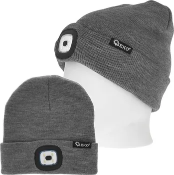 Čepice Čepice s LED světlem, USB nabíjení, šedá - GEKO G90410
