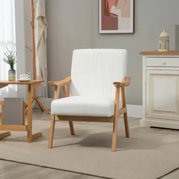 Křeslo Čalouněné křeslo v sametovém vzhledu 68x74x82 cm | krémové