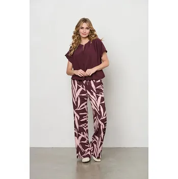 Dámské kalhoty &Co Woman Bordeaux/ Rosa 9393230 3XL
