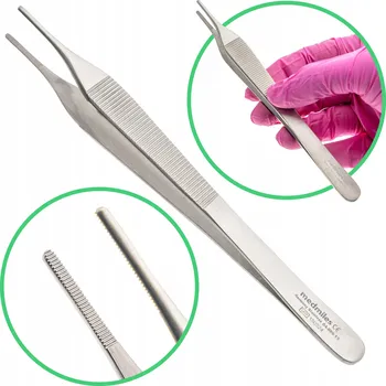 Kosmetická pinzeta Anatomická pinzeta, přesná pinzeta typu Adson, nerezová ocel, délka 150 mm