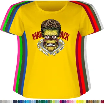 Dámské tričko damske-levne-bavlnene-tricko-digitalni-potisk-Mars-utoci Barva: Yellow - žlutá, velikost: L