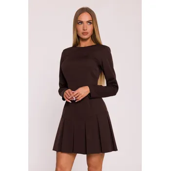 Dámské šaty Elegantní minišaty MOE M872 hnědé EU velikost: XXL