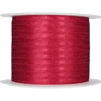 Stuha Tenká saténová stužka bordó 3mm x 10m (2,20 Kč/m) (Saténová stužka bordó, oboulící, tkané okraje)