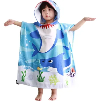 Kojenecká hygiena Dětský župan s kapucí 60 x 120 cm Pro výšku 80 - 130 cm Unisex dětský župan s mořským potiskem žraloků