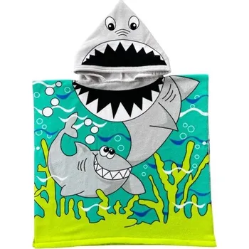 Kojenecká hygiena Dětský župan s kapucí 60 x 120 cm Pro výšku 80 - 130 cm Unisex župan s hravým potiskem žraloků