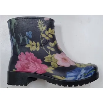 Dámské holínky Holínky Realpaks dámské fialové květy BGP-6/2