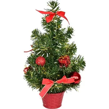 Vánoční stromek DOMMIO Stromeček zdobený červenými dekoracemi 30 cm