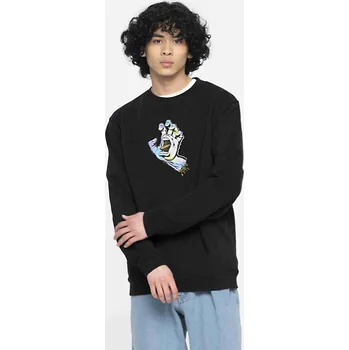Pánská móda SANTA CRUZ mikina - Holo Screaming Hand Front Crew Black (BLACK)