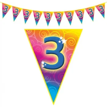 Plastová vlajková narozeninová girlanda číslo 3 délka 5m