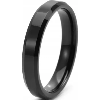 Prsten Černý fazetovaný prsten z chirurgické oceli 4mm Velikost 11