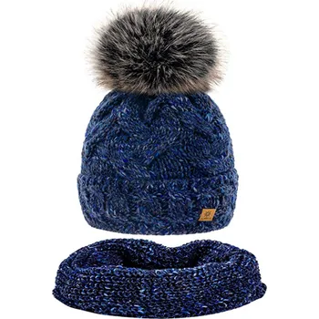 Čepice Fashionweek Luxusní zimní set čepice a komín WOOL-GAJA Barva: Tmave modry, Velikost: Universal