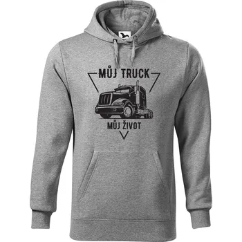 Pánská mikina DOBRÝ TRIKO Pánská mikina s potiskem Můj truck můj život Velikost pánské mikiny: 5XL, Barva: Tmavě šedý melír