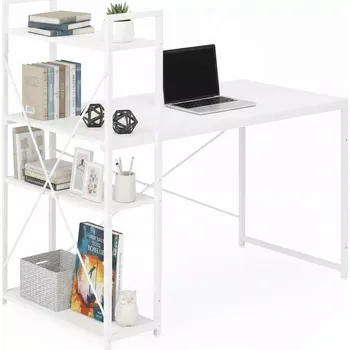 Psací stůl Počítačový stůl 120 × 60 cm se třemi policemi a kovovou konstrukcí modernhome