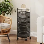 Kuchyňský vozík s 5 úrovněmi a otočnými koši | černý