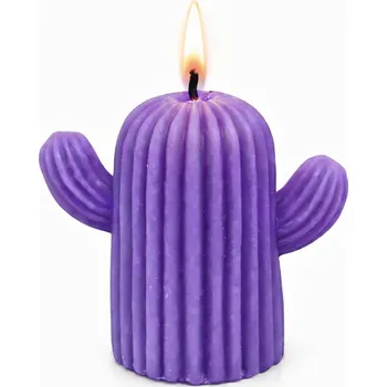 Svíčka Vonná svíčka Kaktus | 55 g | Svíčkománie3D | Barva: Fialová