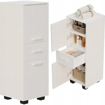 Komoda SZAFKA REGAŁ SŁUPEK 2 DRZWI FUNKCJONALNA SE ZÁSUVKOU MODERNÍ LOFT BÍLÁ