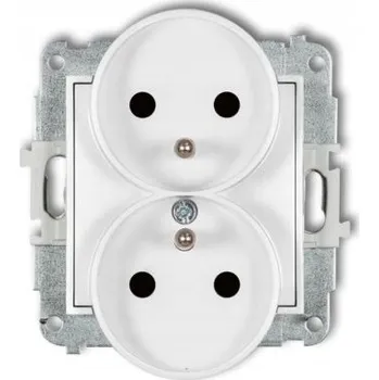 Elektrická zásuvka Karlik MINI Dvojitá zásuvka s uzemněním a clonkami bílá MGPR-2zp