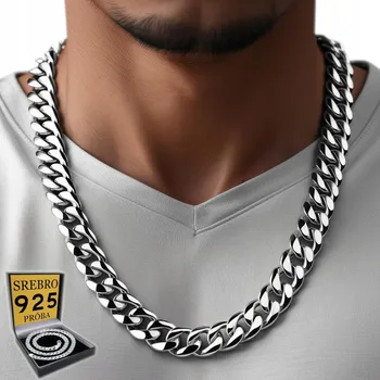 Řetízek Łańcuch Srebrny Męski 10mm GRUBY ŘETÍZEK STŘÍBRO STŘÍBRNÝ ŘETÍZEK ryzosti 925 Pancr + DÁREK