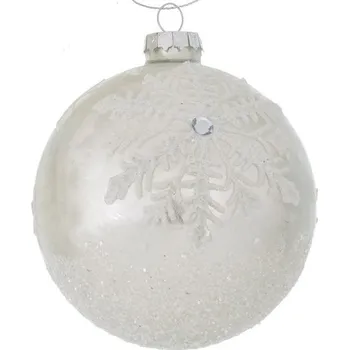 Vánoční skleněná ozdoba s vločkou stříbrná 1ks, 10cm - 3