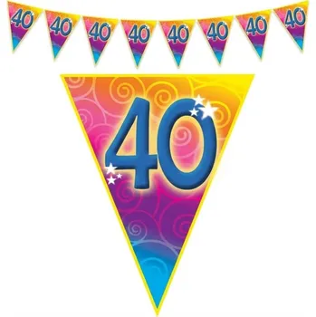Plastová vlajková narozeninová girlanda číslo 40 délka 5m