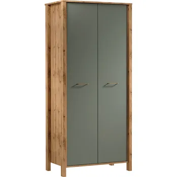 Šatní skříň INDYGO z | šatní skříň S2D | 90 cm | dub wotan/zelená