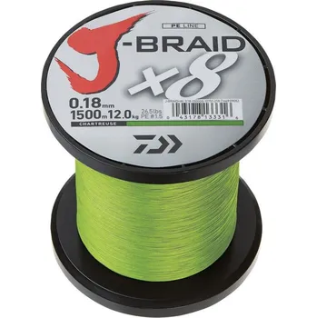 Pletená Šňůra DAIWA J-BRAID X8 1500m Chartreuse 0,18mm/12,0kg