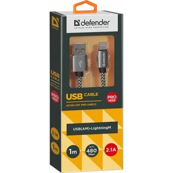 Datový kabel Kabel Defender USB - Apple Lightning 1 m bílý